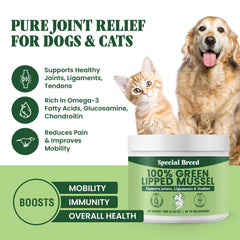 Special Breed polvo mejillón labio verde para gatos, promueve flexibilidad articular.