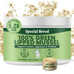 Special Breed polvo mejillón labio verde para perros, apoya movilidad diaria.