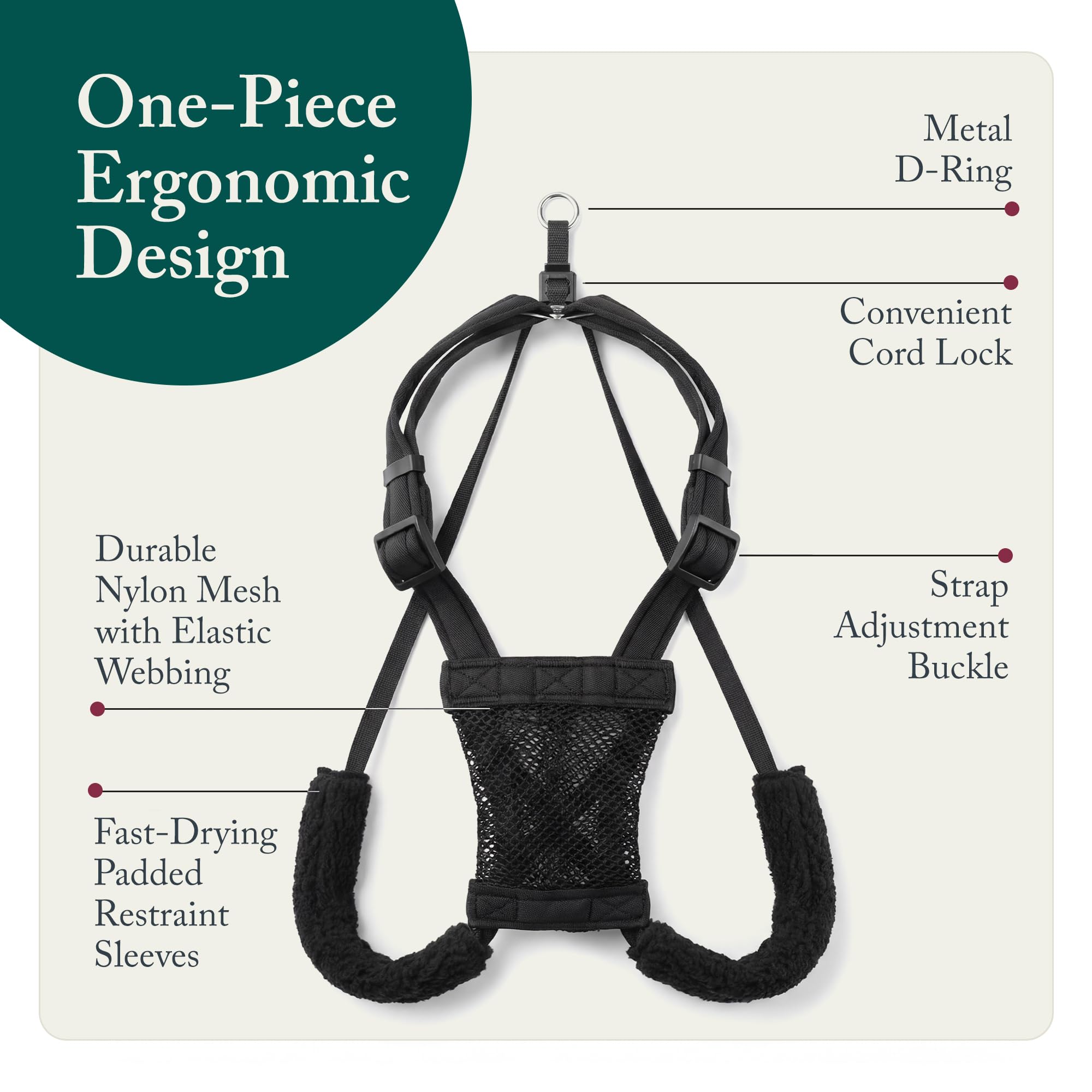 SPORN No Pull Harness con herrajes niquelados para durabilidad ante la intemperie.