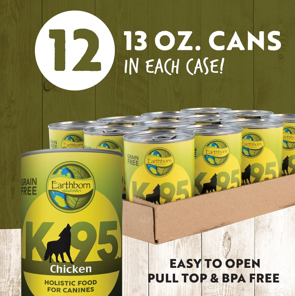 Presentación en pack de 12 latas K95 Pollo para perros.