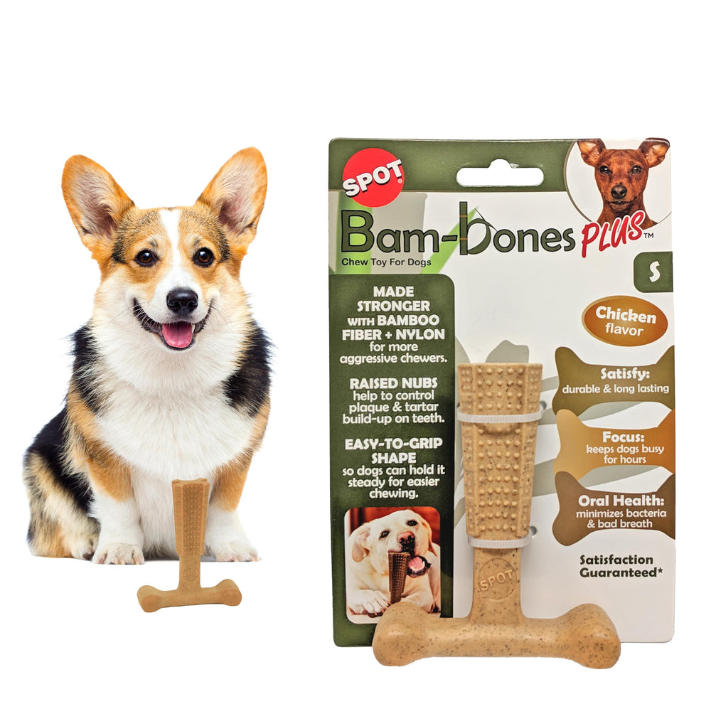 SPOT Bam-Bones Plus T-Bone: mordedor en forma de T, duradero para masticadores activos