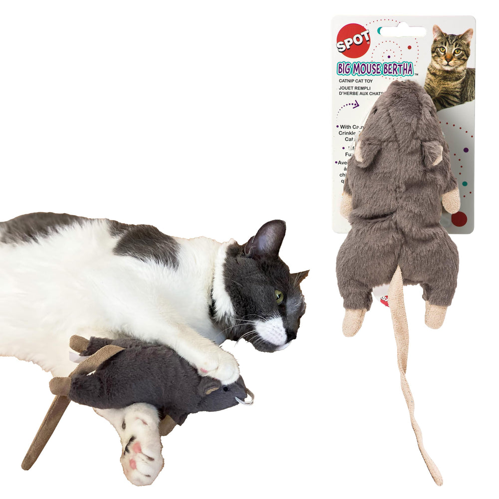 SPOT Big Mouse Bertha, juguete de peluche para gato, ideal para acechar y abrazar
