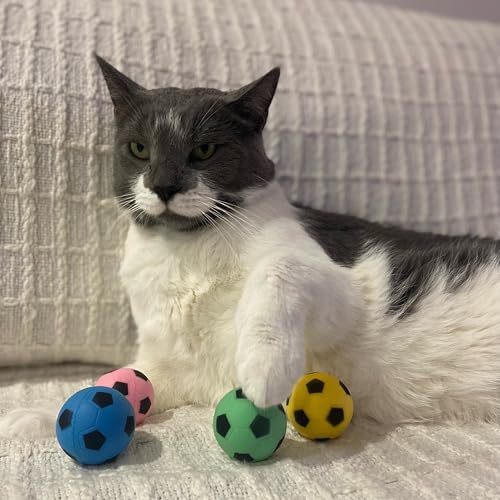 SPOT esponja bola-fútbol azul para gatos, ligero y duradero para sesiones de juego