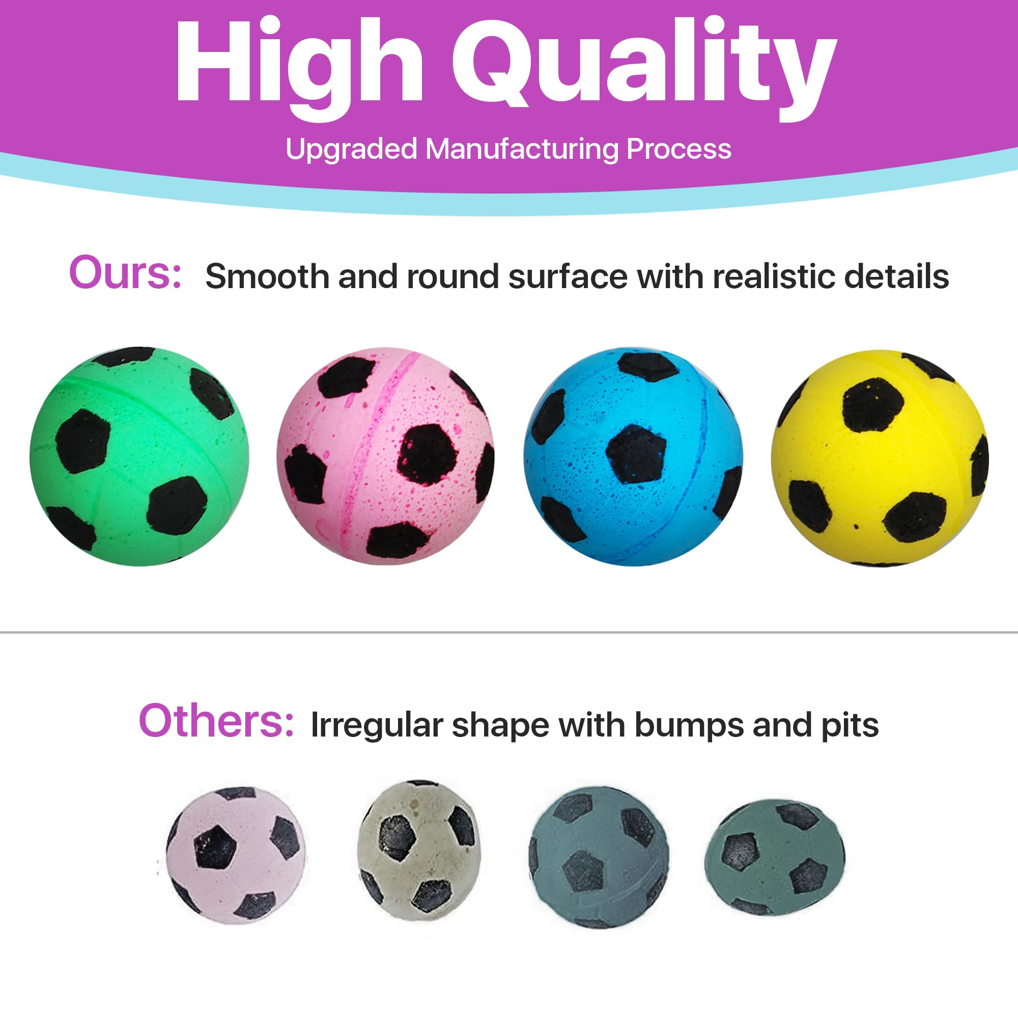 SPOT esponja bola-fútbol lila para gatos, facilita sesiones de juego cortas