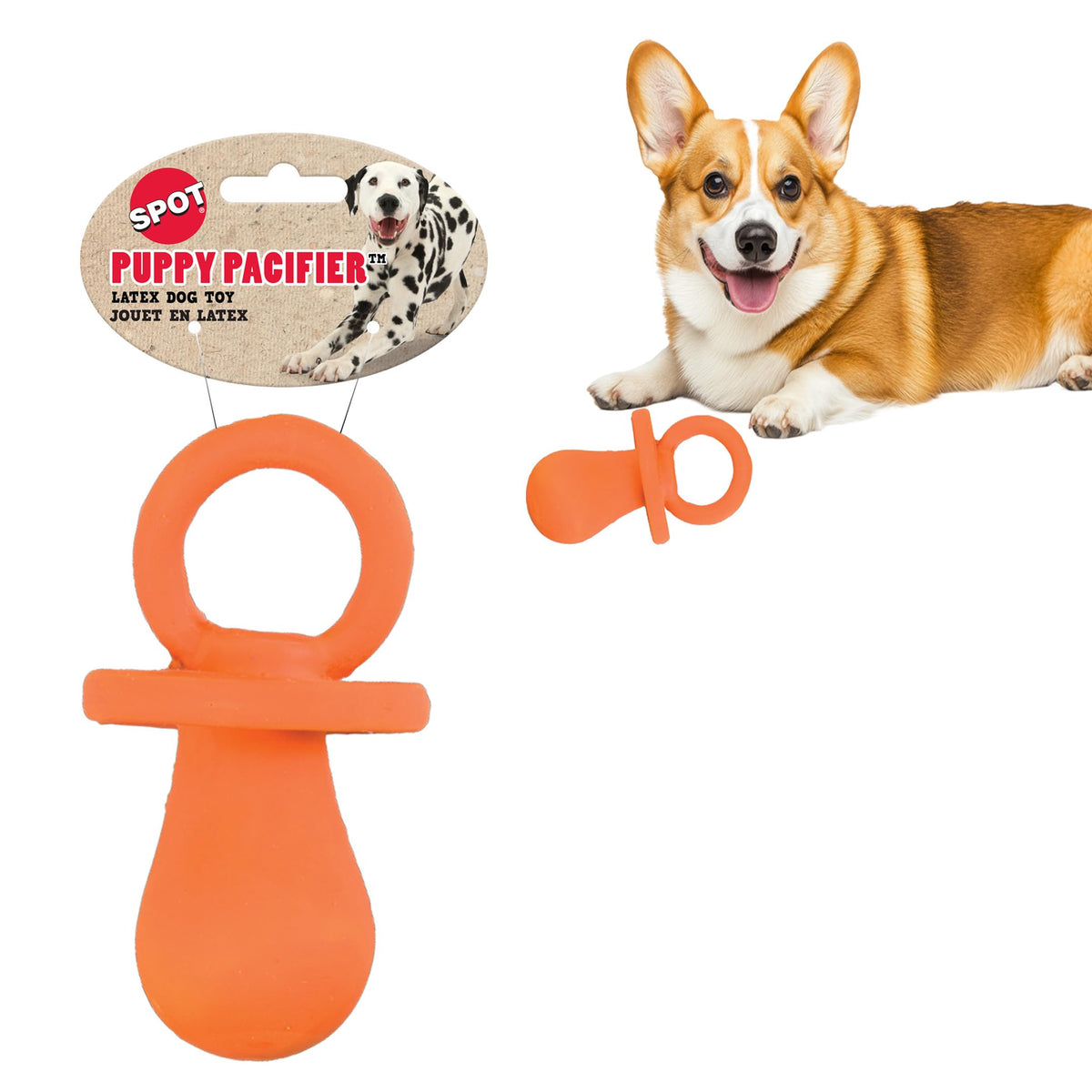 SPOT Puppy Pacifier: juguete de látex suave para cachorros, ideal para masticación suave