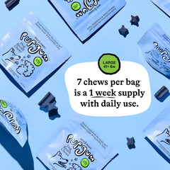 Spot & Tango PupGum, envase de 7 masticables para uso cotidiano.