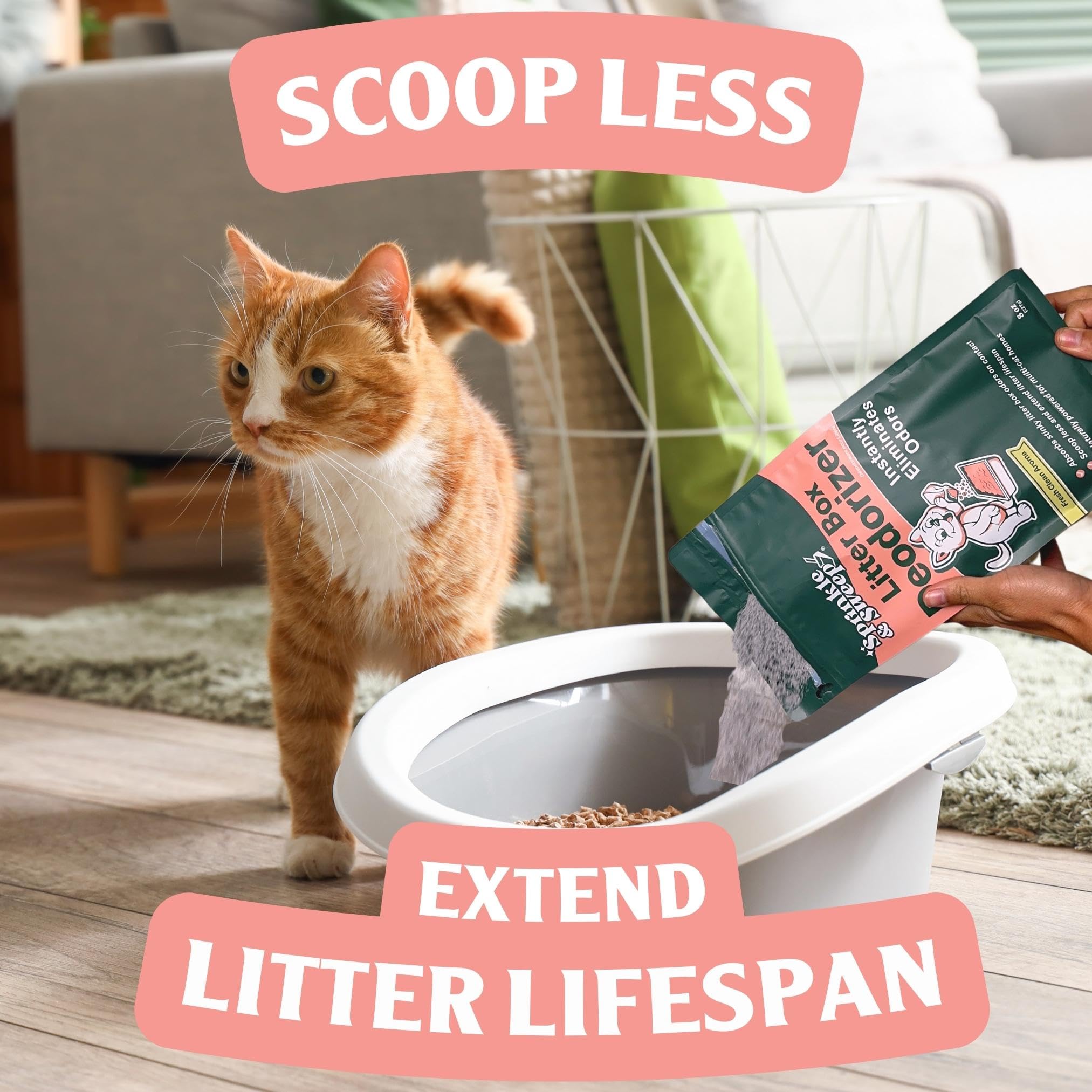 Sprinkle & Sweep fórmula no tóxica, segura para gatitos.