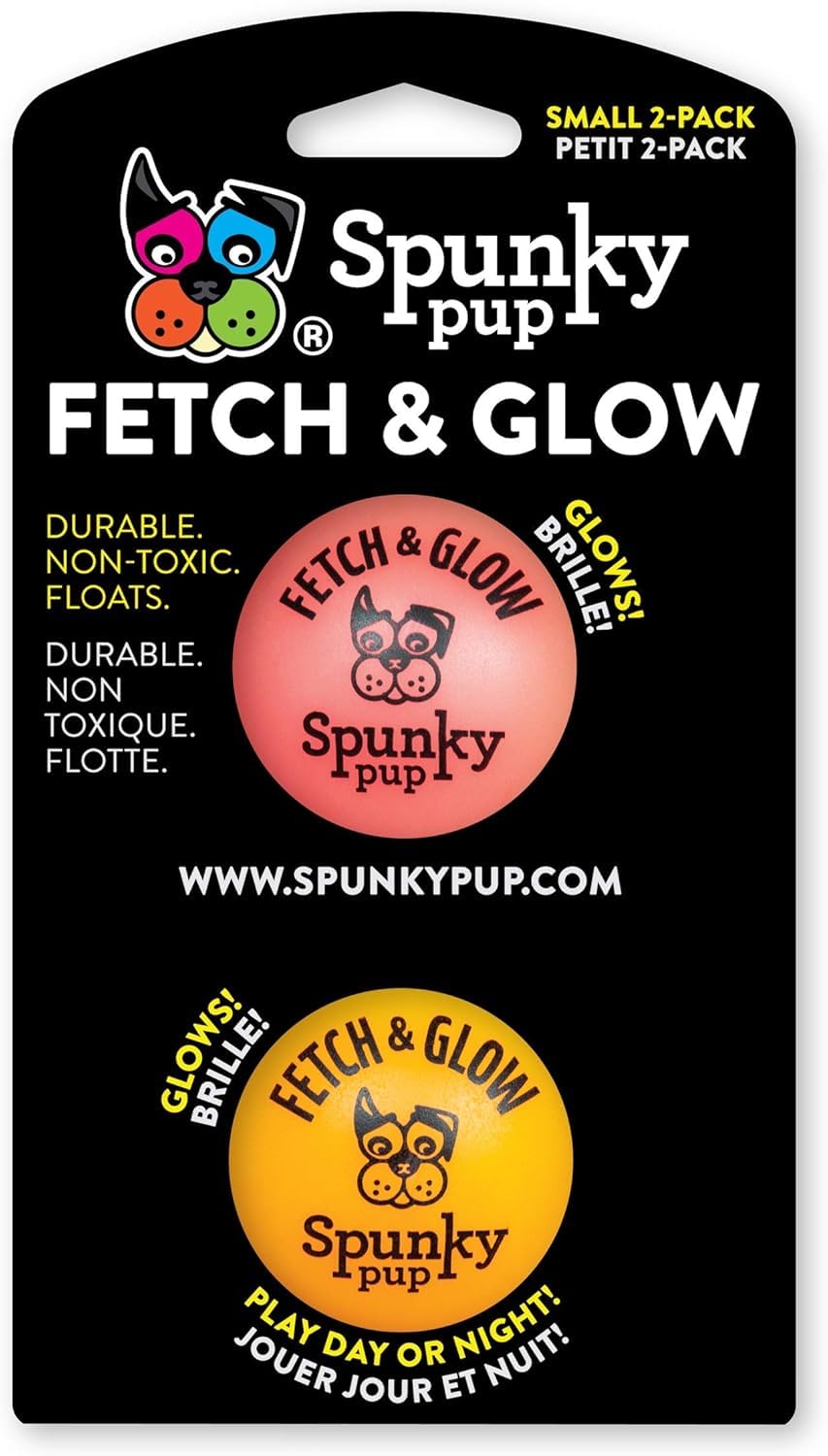 Pelota Spunky Pup brilla en la oscuridad para juego nocturno.