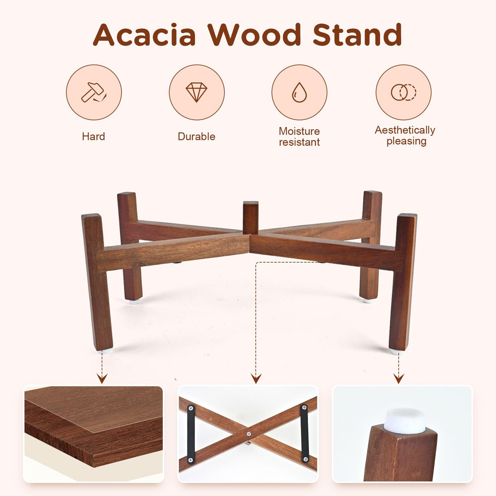 SPUNKYJUNKY base de madera de acacia con veta natural y gran estabilidad.