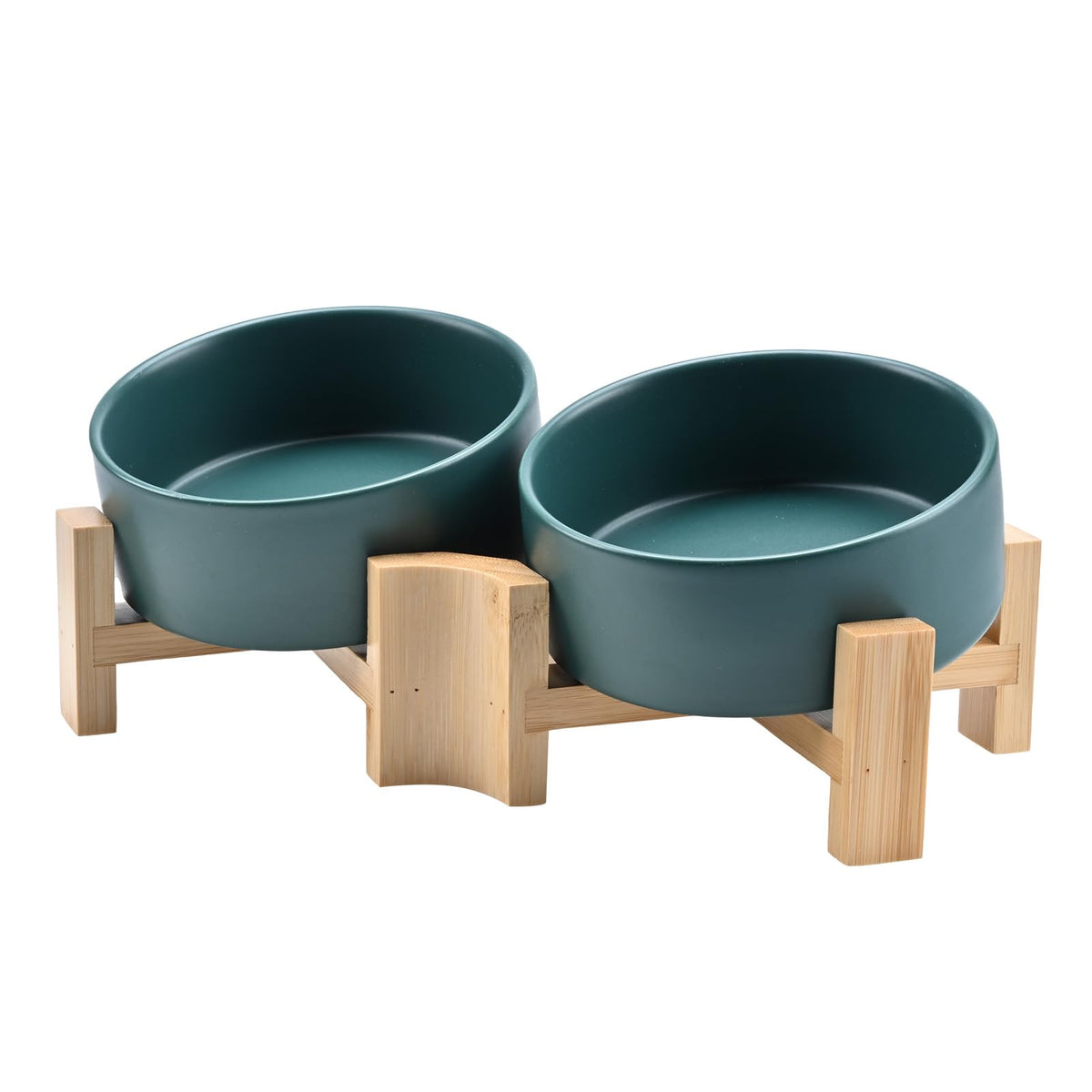 SPUNKYJUNKY plato inclinado de cerámica con soporte de madera para comer cómodo