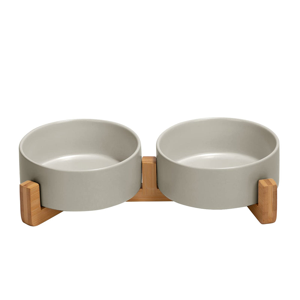 SPUNKYJUNKY bol ceramico doble para comida y agua, ideal para gatos pequeños.