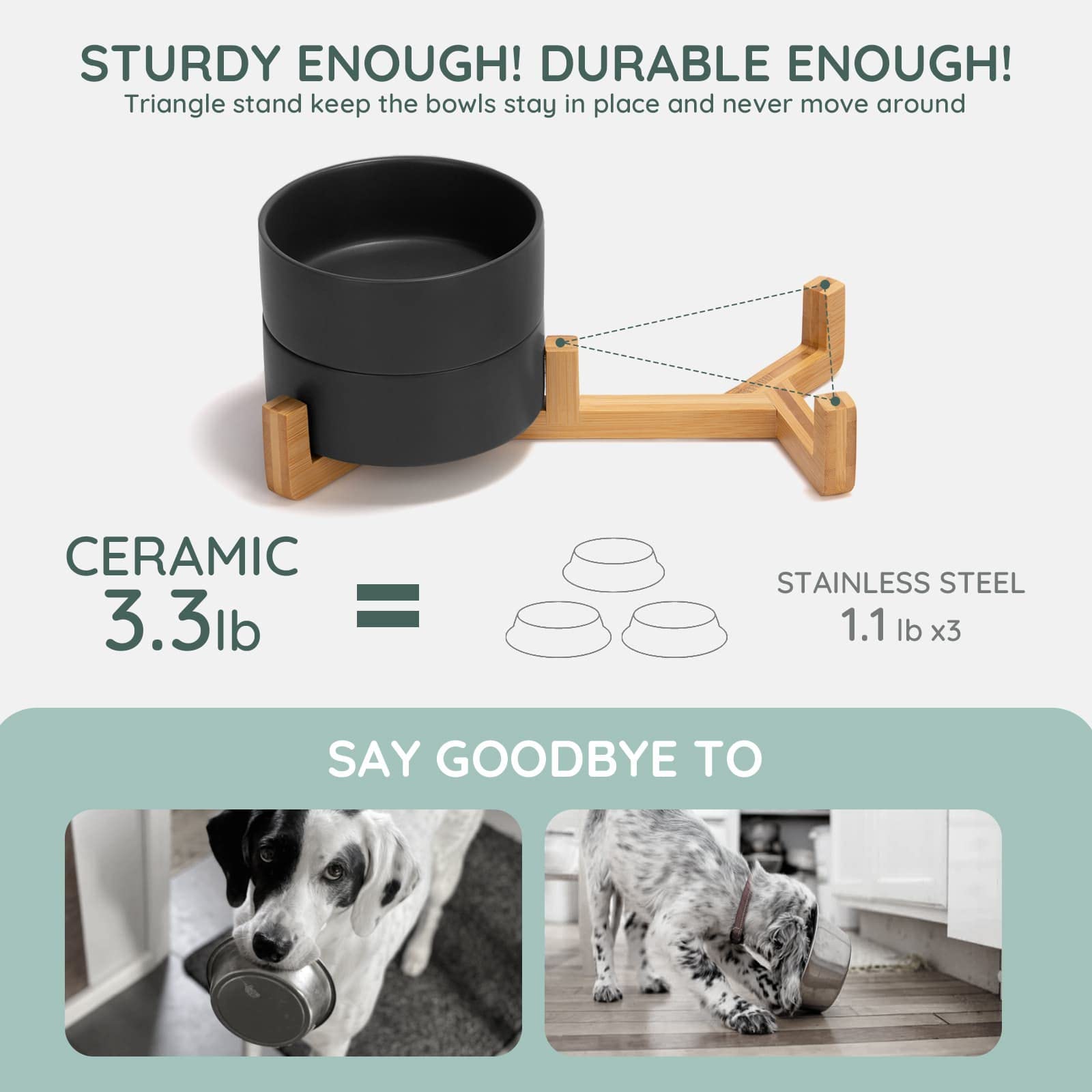 SPUNKYJUNKY doble cuenco para comida y agua, diseño práctico.
