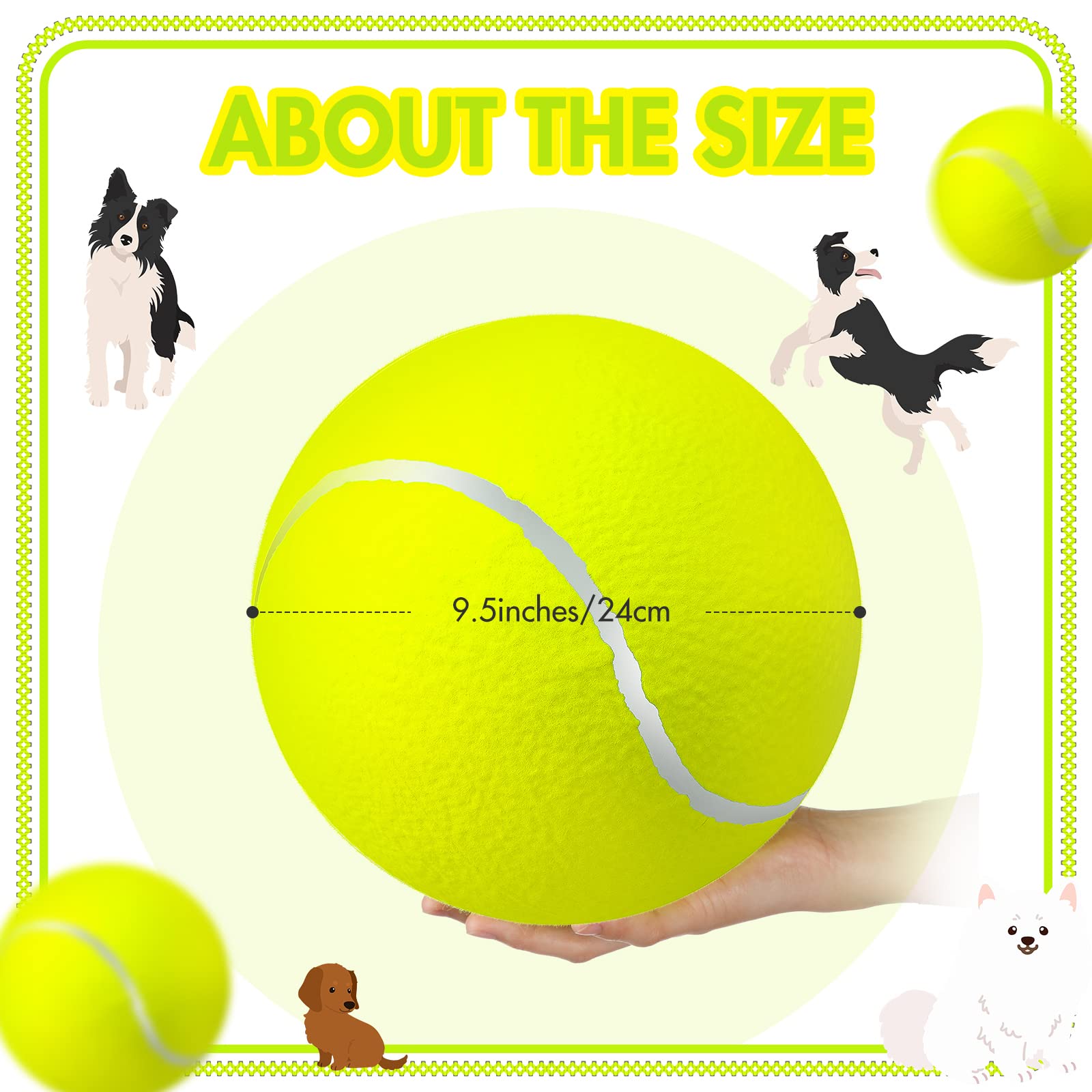 Sratte bola tenis gigante fluorescente amarilla, fácil de localizar