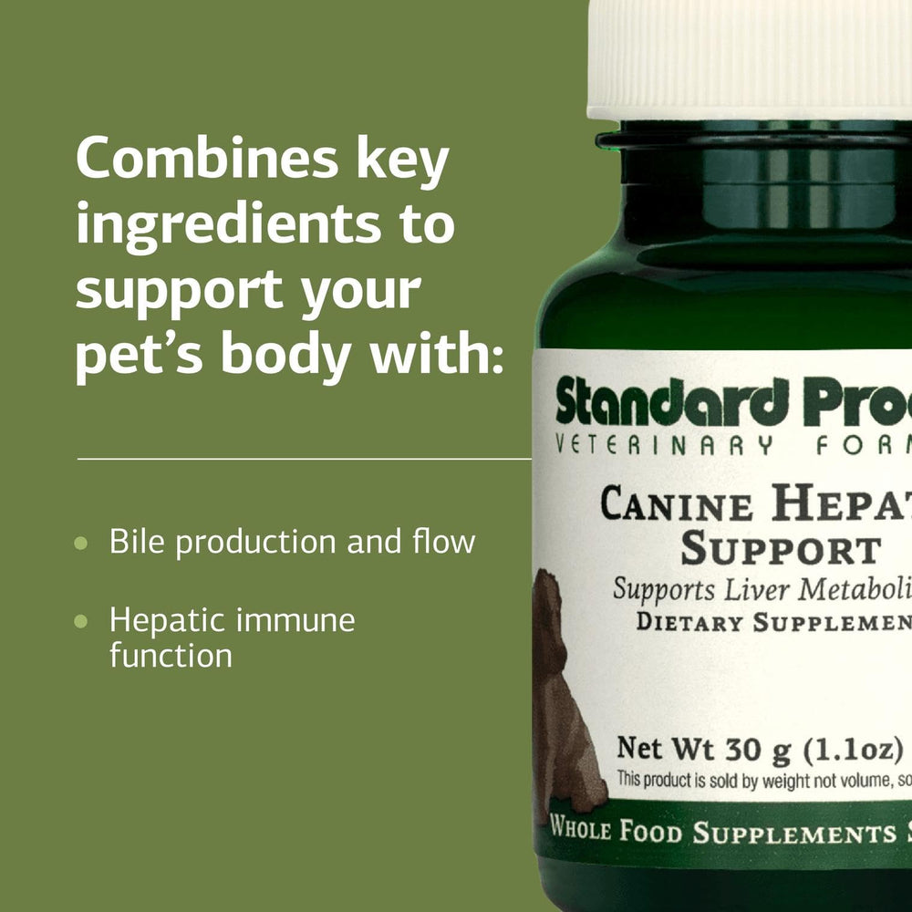 Standard Process Soporte Hepático Canino: etiqueta del producto con indicaciones