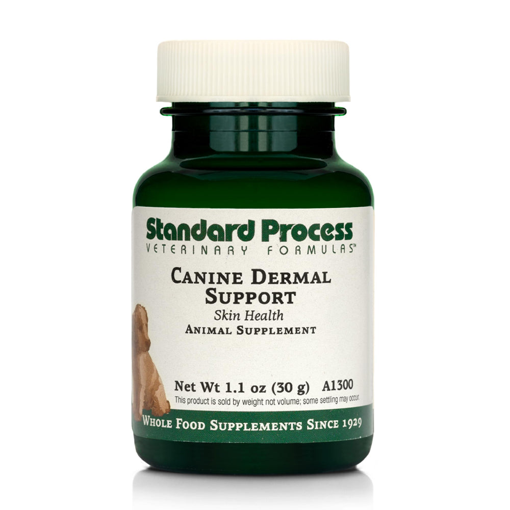 Standard Process Canine Dermal Support: bote compacto con soporte cutáneo para perros.