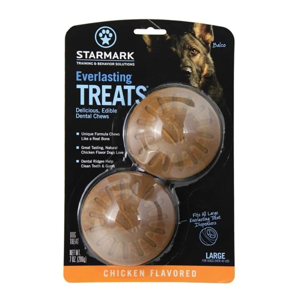 Starmark Premios duraderos de pollo grande para masticación prolongada y limpieza dental suave