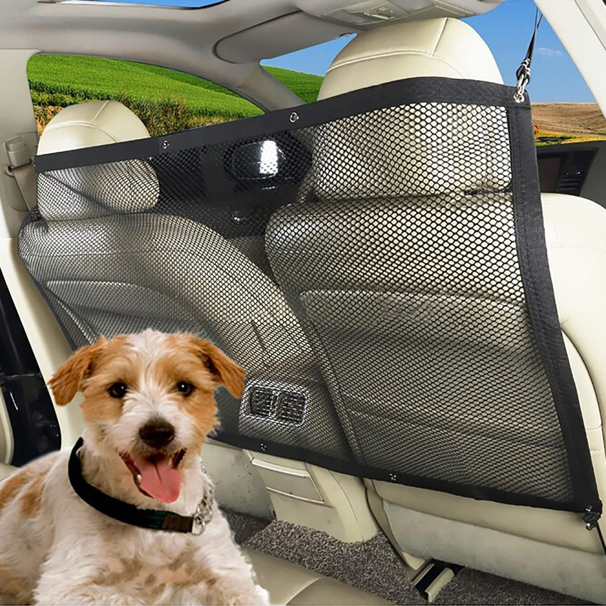 STARROAD-TIM barrera para perros con malla en coche para mayor seguridad.