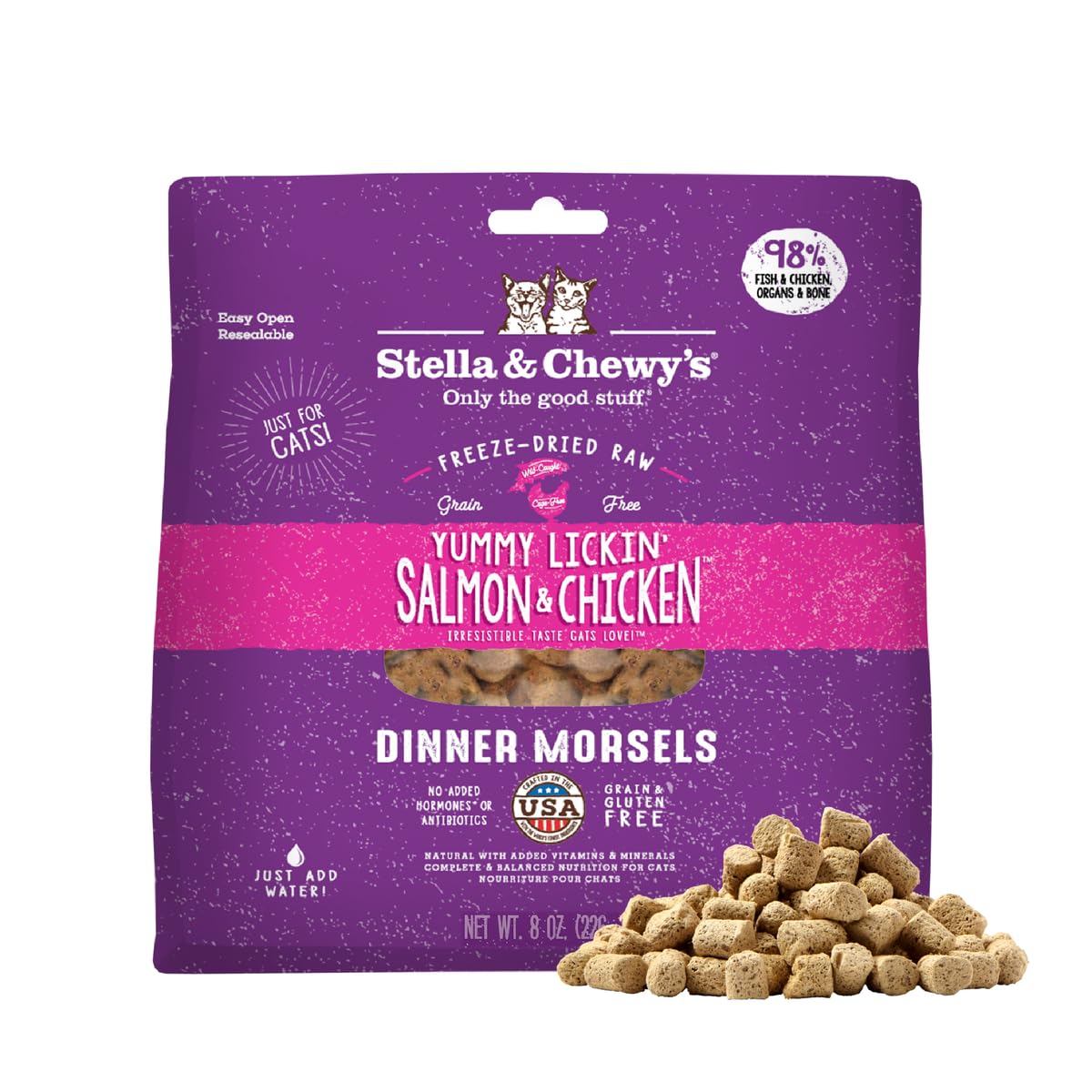 Stella & Chewy's bocados-salmon-pollo-crujientes para gatos