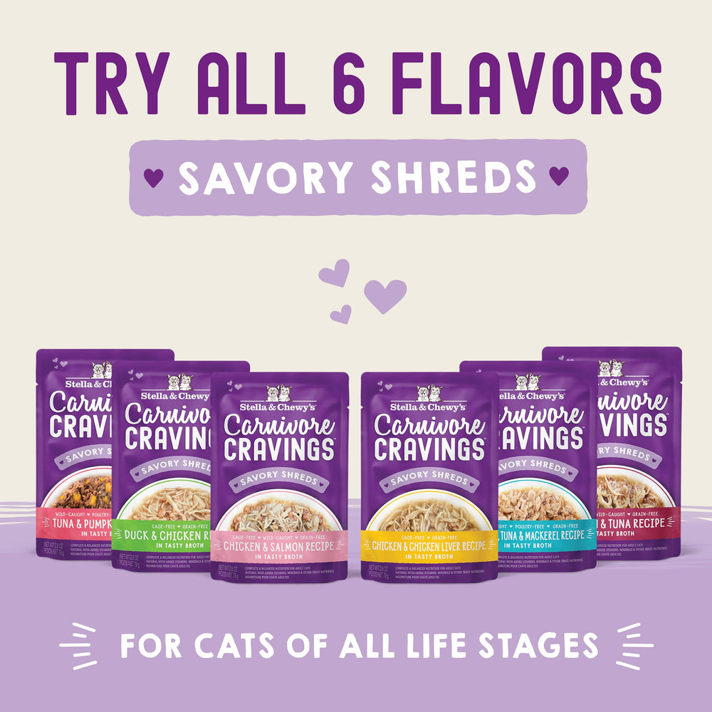 Proteína dual en Stella & Chewy's Carnivore Cravings para variedad de sabores.