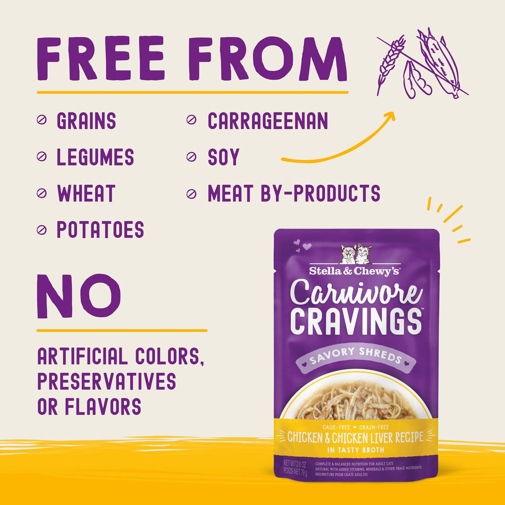 Stella & Chewy's Carnivore Cravings: textura carnosa en caldo para gatos exigentes.