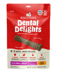 Stella & Chewy's Delicias Dentales en empaque frontal, snack para limpieza bucal potencial.