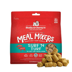 Stella & Chewy's Surf & Turf deshidratado, porciones listas para perros exigentes.