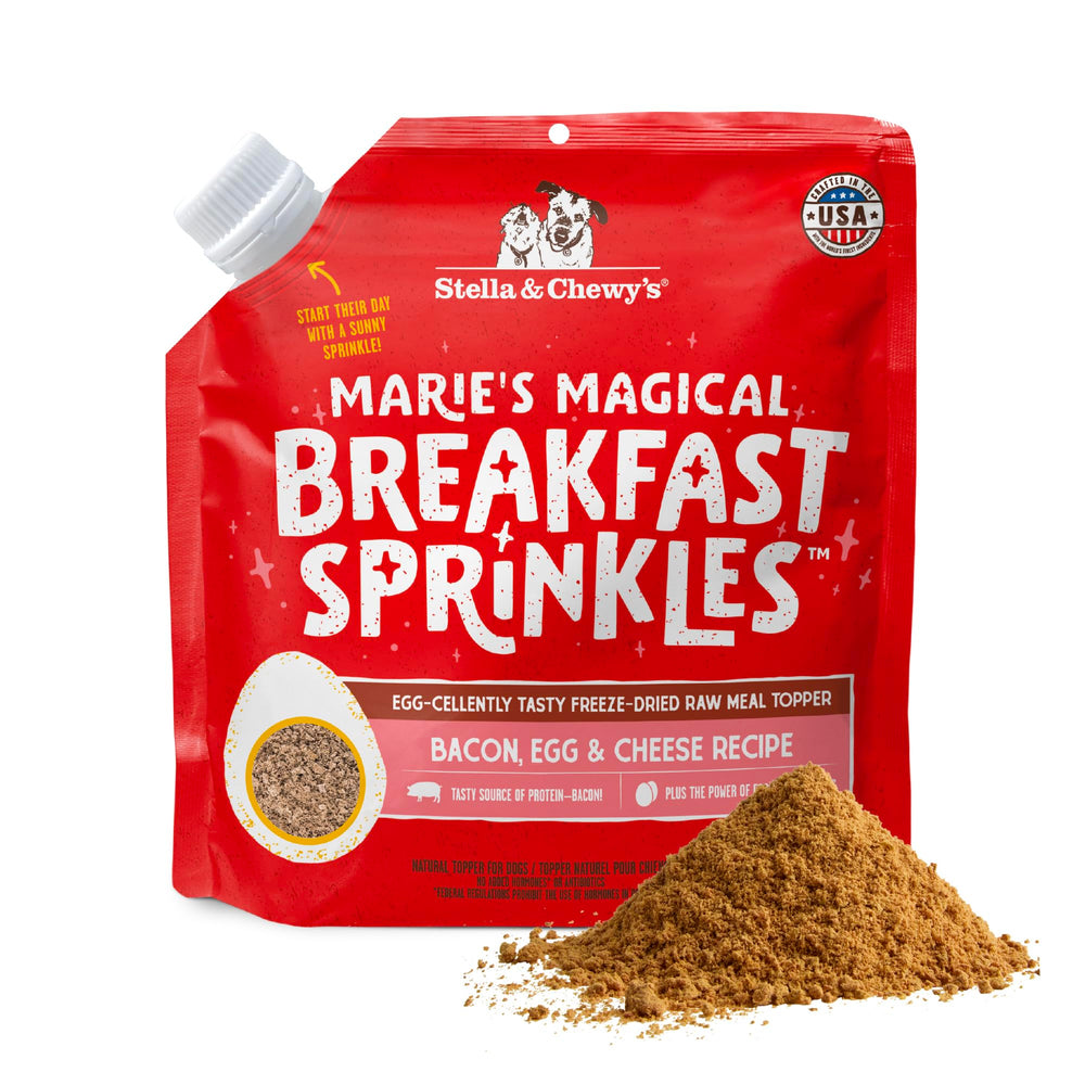 Marie’s Magical Breakfast Sprinkles de Stella & Chewy's, empaque frontal para facilitar el uso diario.