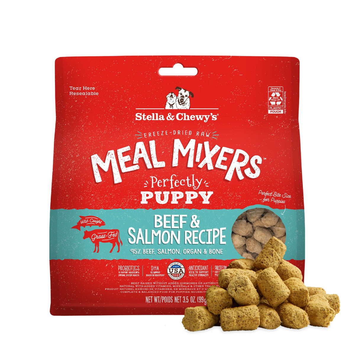 Stella & Chewy's Meal Mixers para cachorros en bolsa de 3-5 oz, práctico.