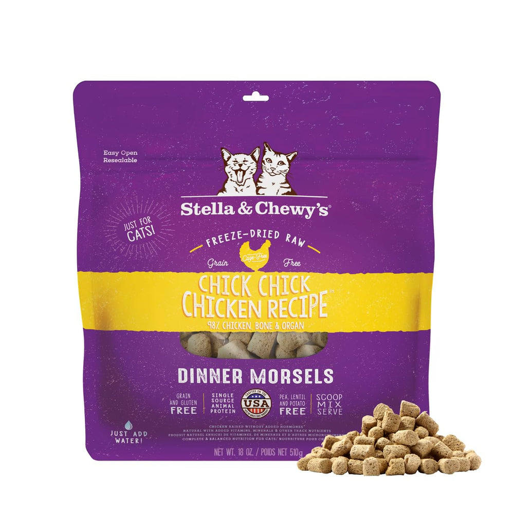 Stella & Chewy's Morsels crudos de pollo para gatos, sabor irresistible para el apetito.