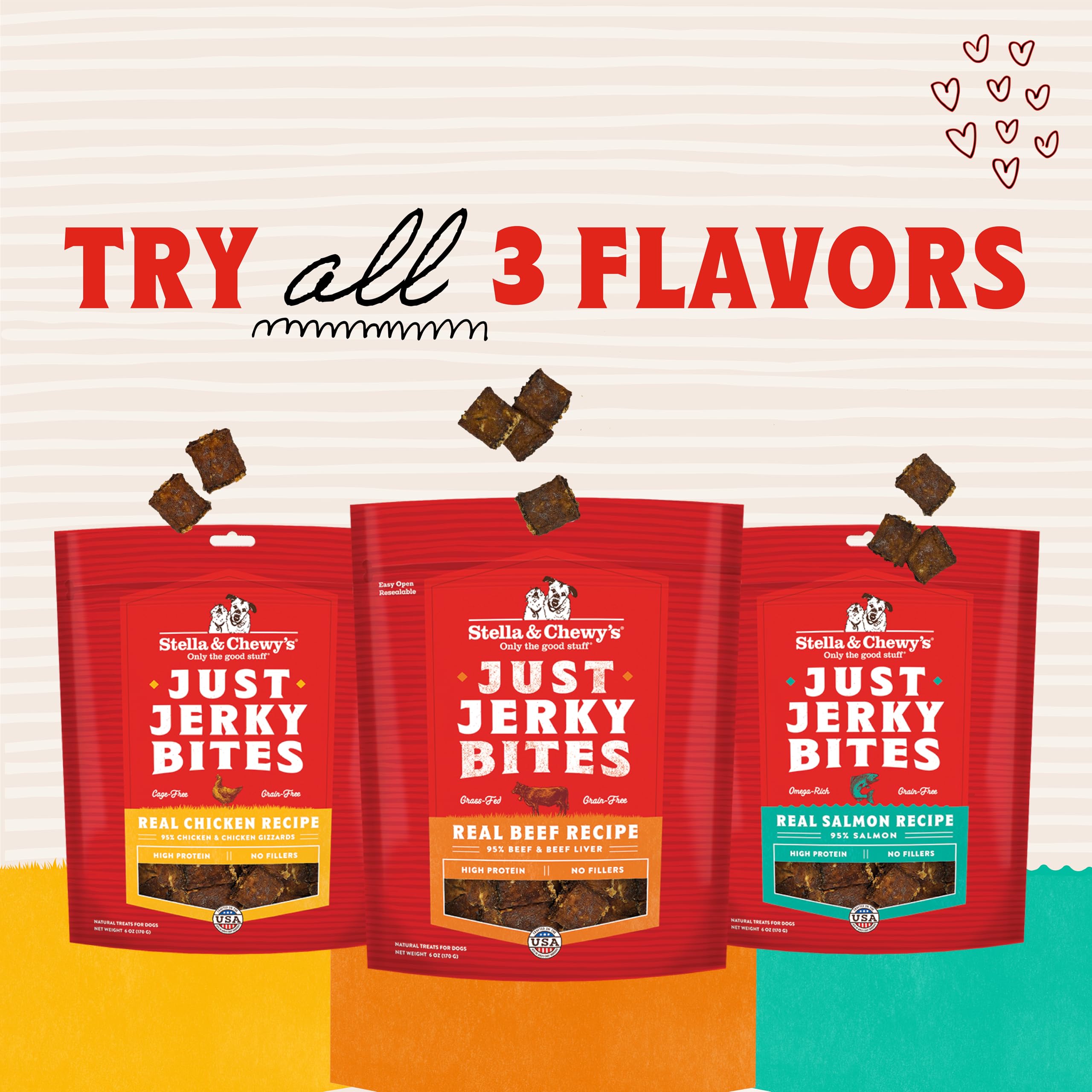 Sachet pratique de 6 oz Stella & Chewy's Just Jerky Bites.