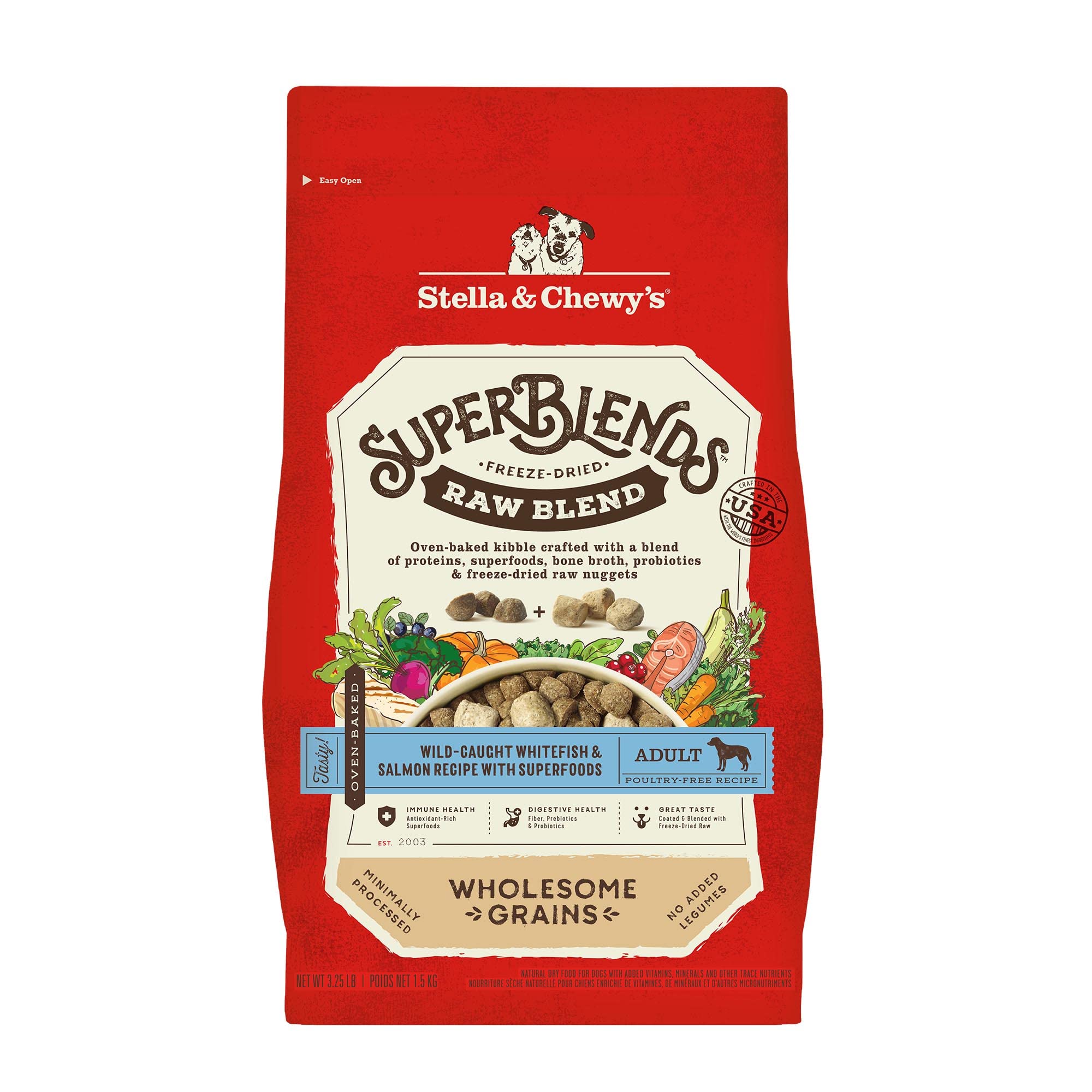 Stella & Chewy's SuperBlends ingredientes clave para una nutrición equilibrada.