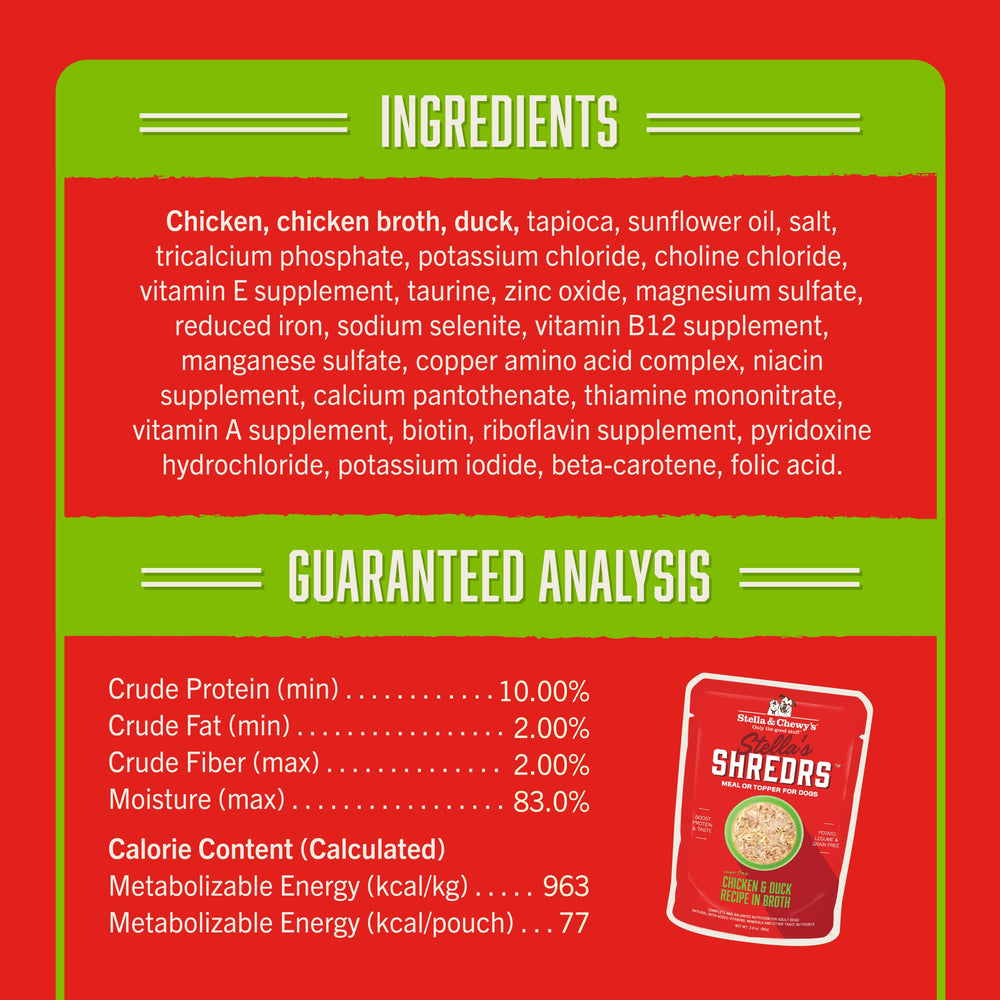 Stella & Chewy's Shredrs, textura deshilachada atractiva que estimula el interés en la comida