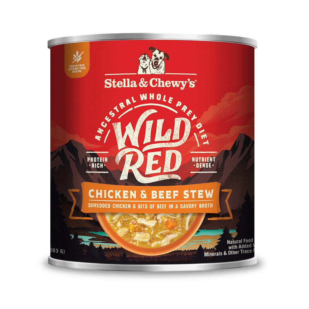 Stella & Chewy's Wild Red, lata para perro con pollo y carne, sabor irresistible y pelaje saludable.