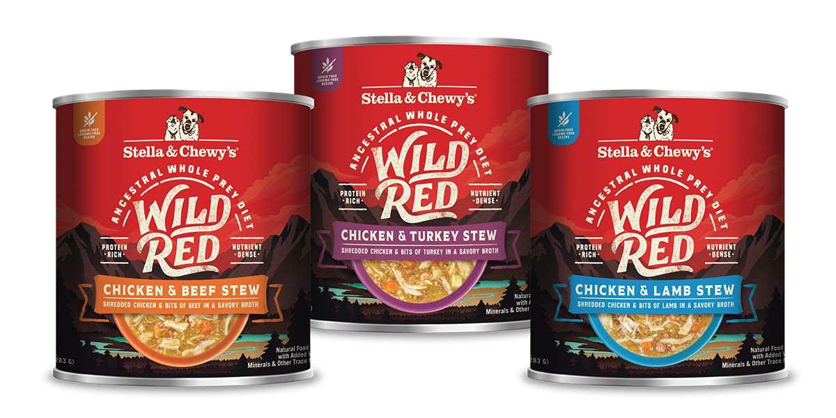 Stella & Chewy's Wild Red Stew, pollo y res, lata abierta.