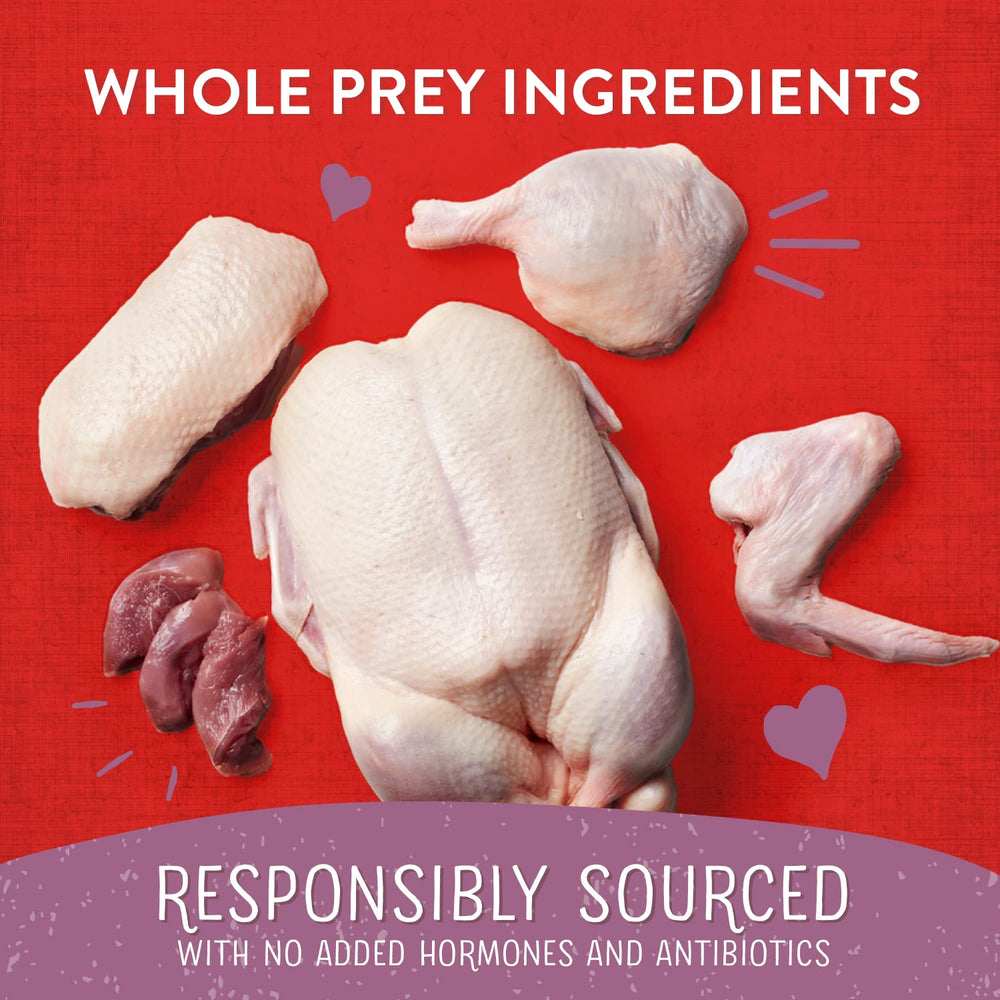 97% carne de aves y órganos, alto aporte proteico por porción.