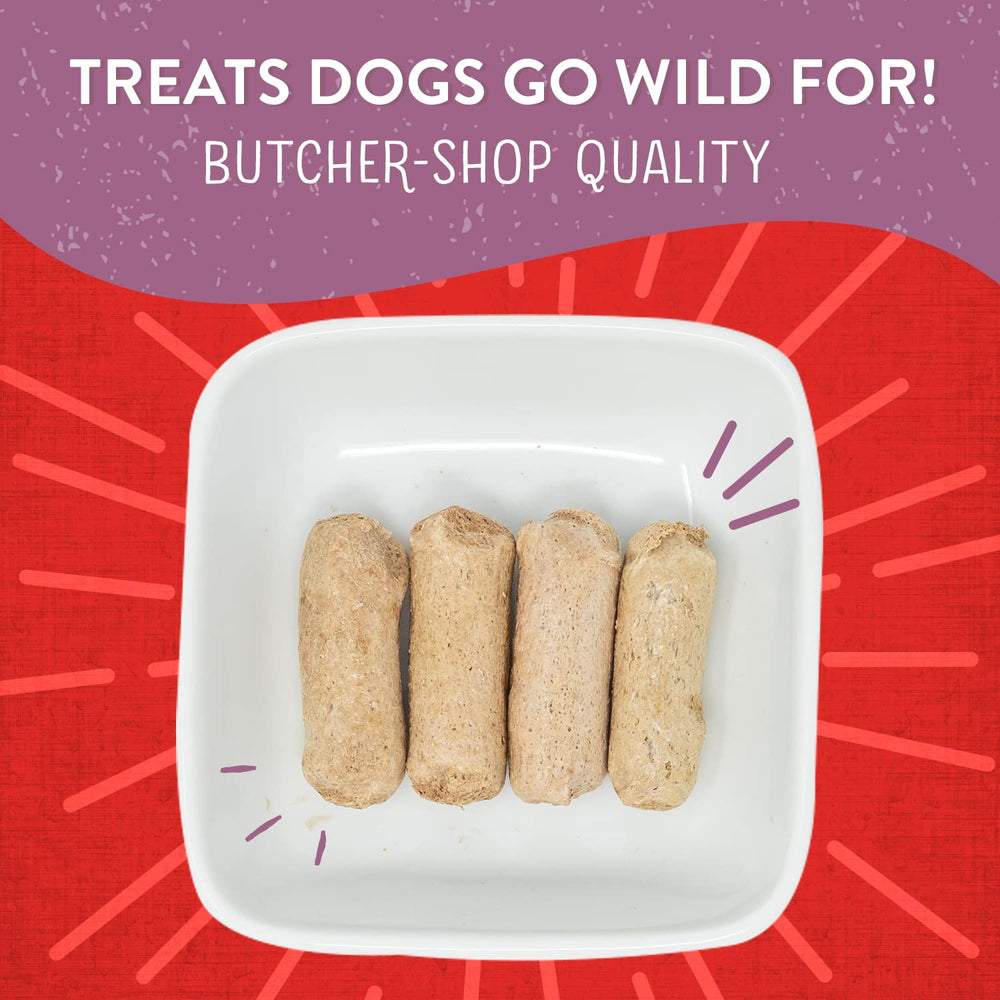 Wild Weenies de pavo, pato y codorniz, snack alto en proteína para perros.