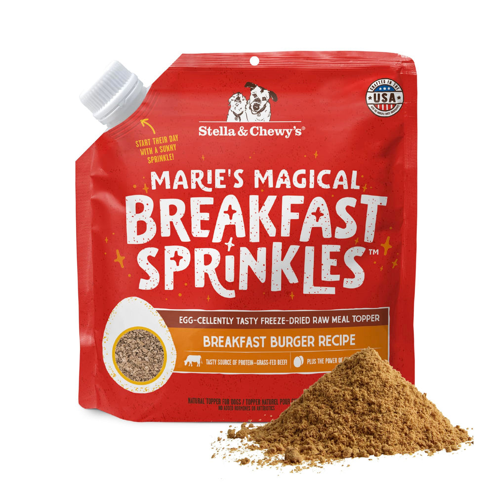 Stella & Chewy's Marie's Magical granulos en plato realzan sabor y apetito