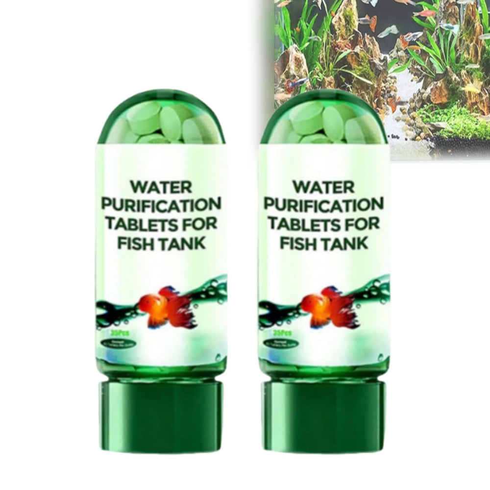 Steriqotu tabletas purificación de agua para acuario en empaque, mejora claridad del agua.
