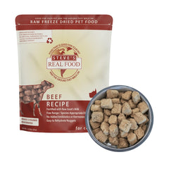 Steve's Real Food trozos liofilizados de carne, ideales como comida principal para perros y gatos.
