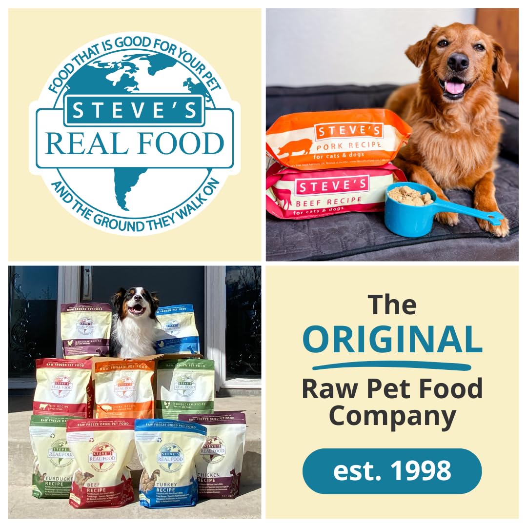 Steve's Real Food trozos liofilizados de carne, aptos para perros y gatos en todas las etapas.