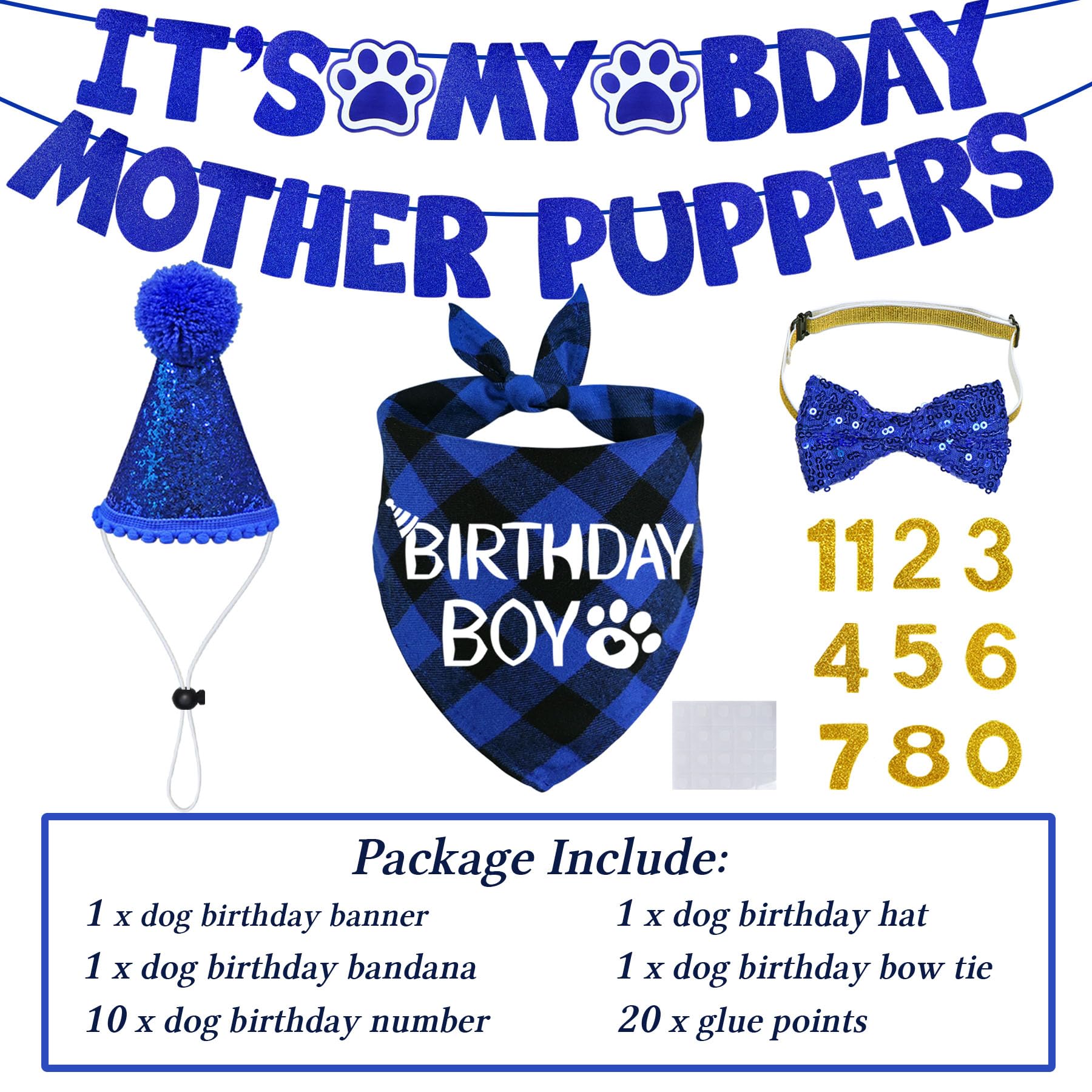 Bandana de cumpleaños STMK para perro con diseño temático.