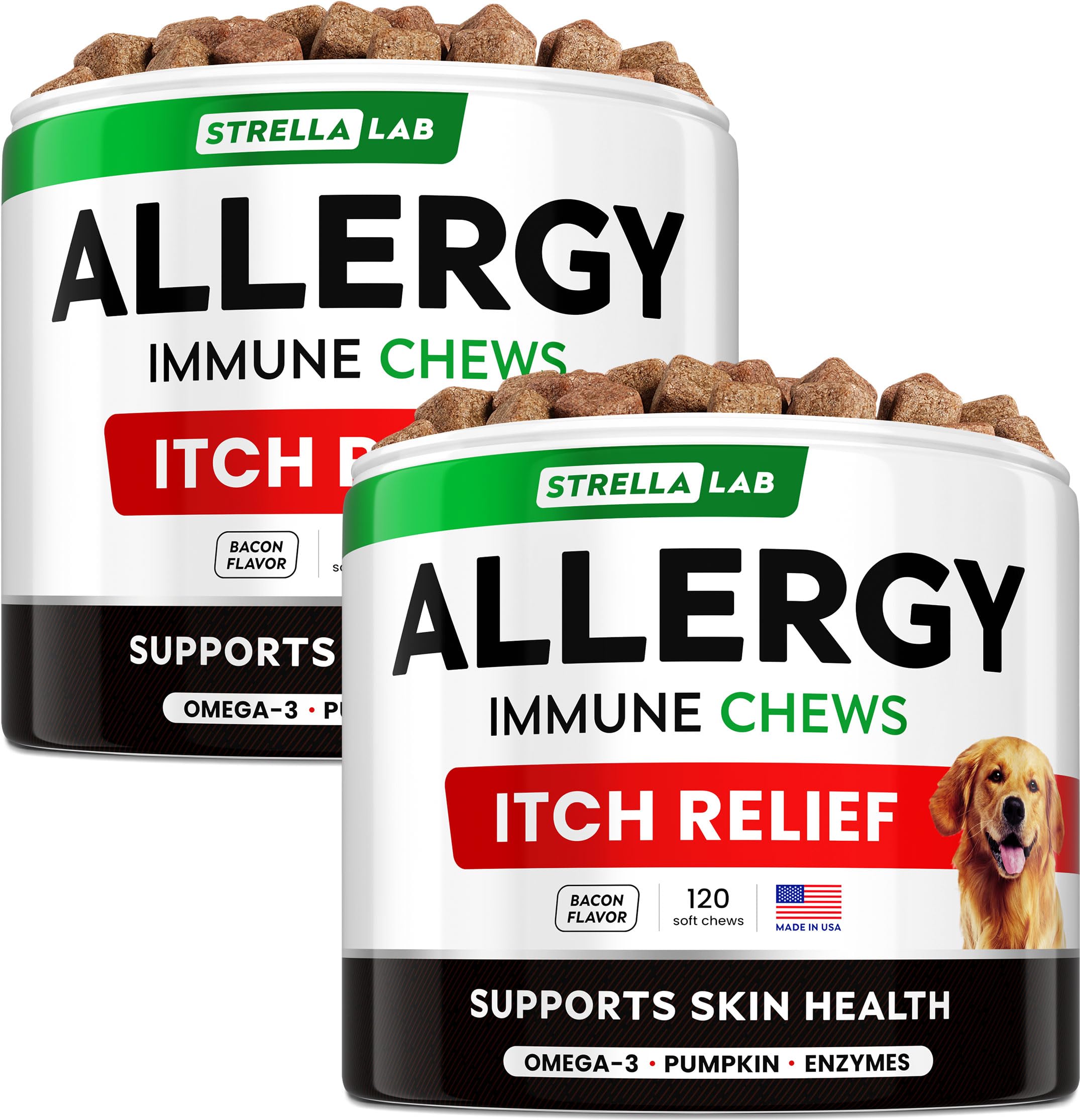 Chuches StrellaLab para alergia en perros, alivio suave del picor