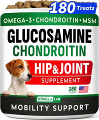 STRELLALAB Glucosamina para perros: masticables en bote para movilidad diaria.