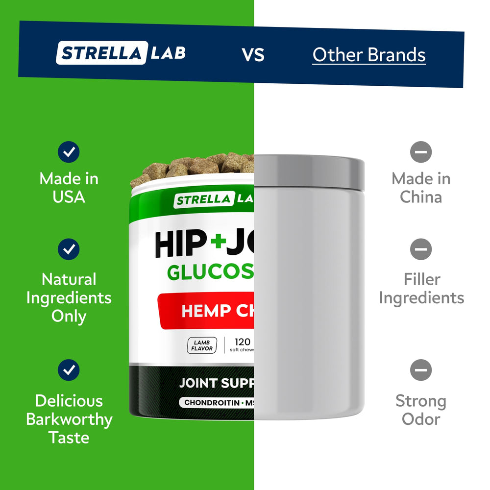 STRELLALAB Omega-3 para perros, soporte para articulaciones y bienestar general.