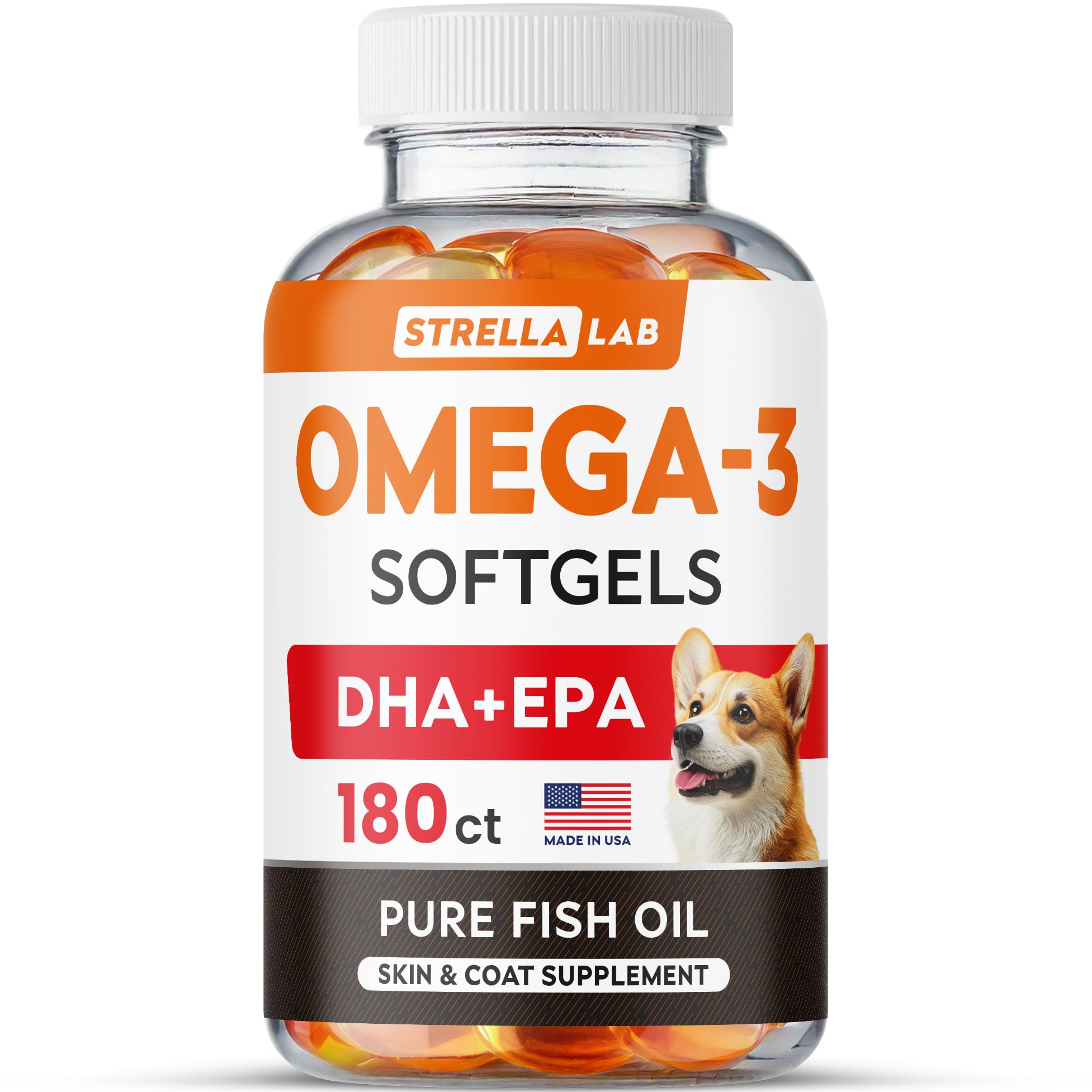 STRELLALAB Omega3 para perros: cápsulas suaves para un pelaje saludable