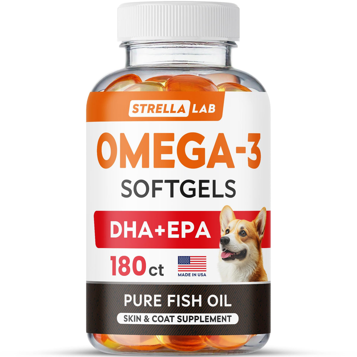 STRELLALAB Omega3 para perros: cápsulas suaves para un pelaje saludable