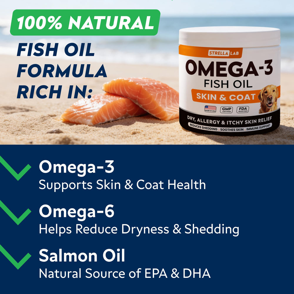 STRELLALAB Omega 3 para perros: piel seca mejorada con las golosinas