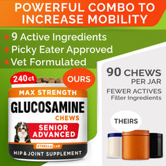 STRELLALAB Senior glucosamina, dosis diaria recomendada para perros.