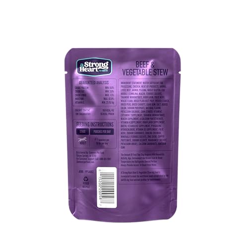 Strongheart beef and vegetable stew serving ready-to-serve meals for pups.