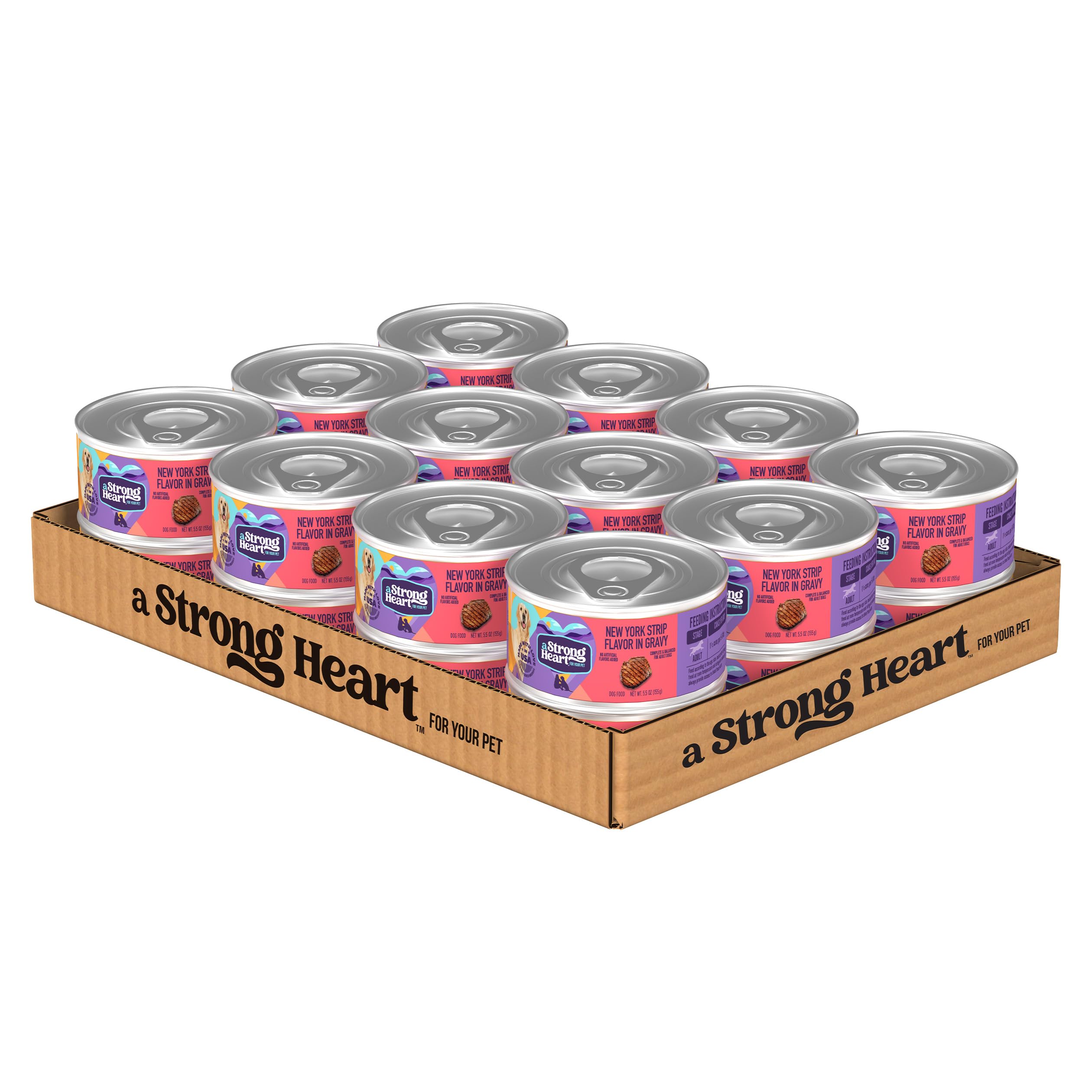 Strongheart: lata de comida húmeda para perro con lomo neoyorquino en salsa.